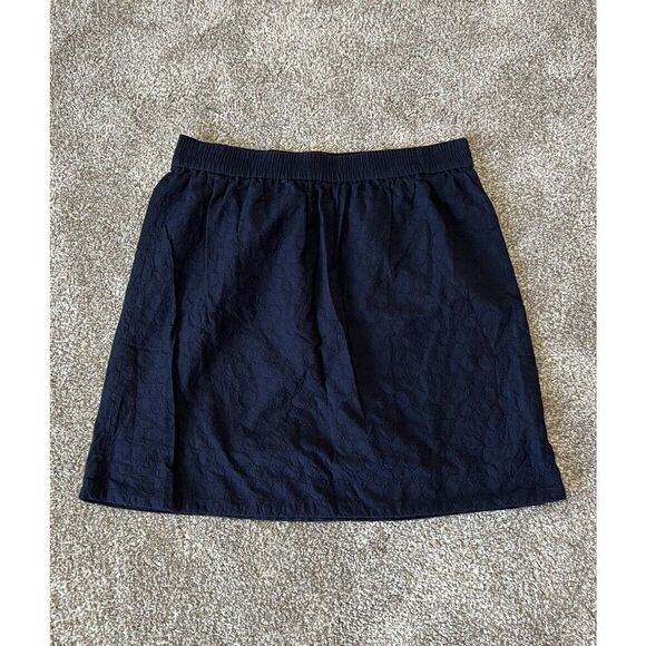 Talbots Women Skirt Black Cotton Embroidered Elastic Waist size M - Picture 1 of 8